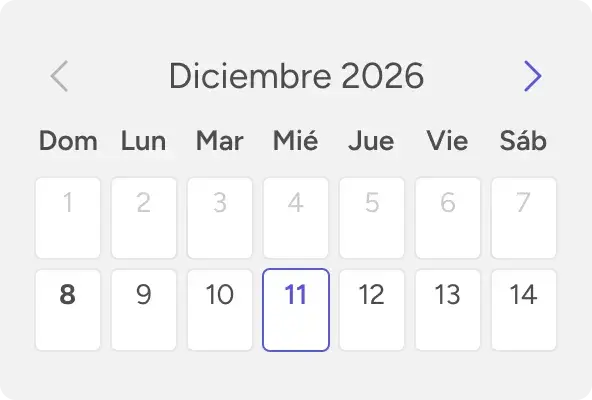 Calendario para elegir el día